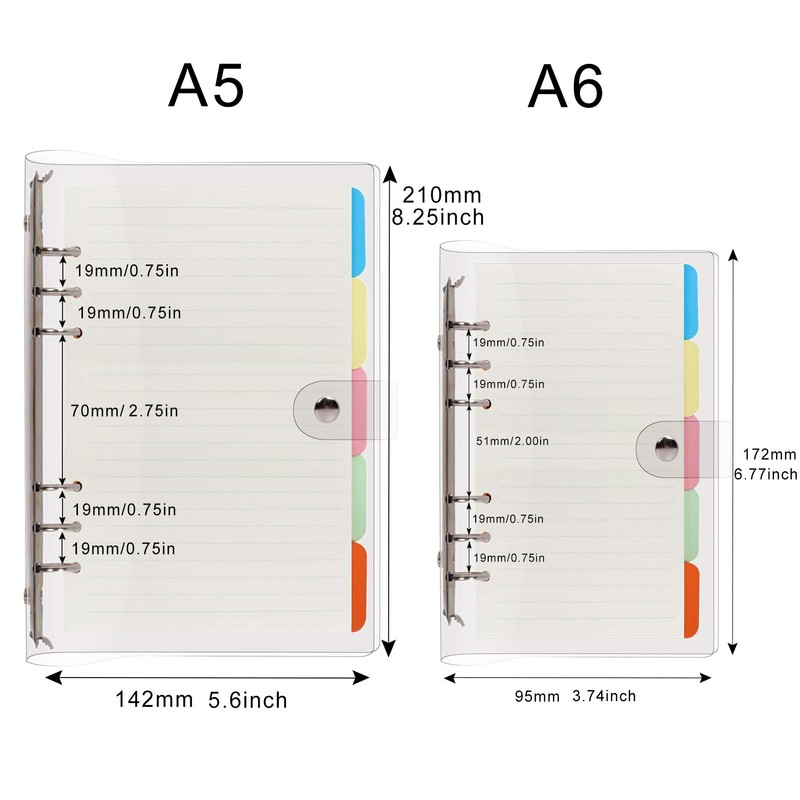 Toplive A6 Ring Binder 6 Round Ring Binder Transparent PVC