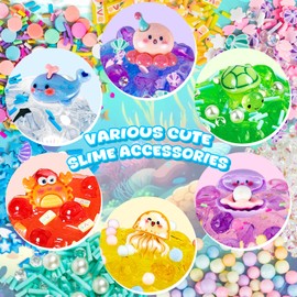 Highttoy Slime Making Kit, Bubbles Clear Slime,6 Pack Crunchy Slime for 6-12 Year Old Kids,Super Soft and Non-Sticky