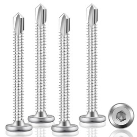 Pack of 100 Self-Tapping Screws 5.5 x 50 mm Flat Head Hex Socket Screws 410 Stainless Steel Drilling Screws Self Tapping Flat Head Screws for Metal Wood Furniture Electrical Appliances