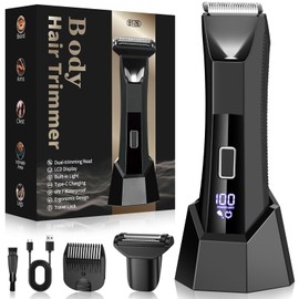 Men's Intimate Shaver, 2-in-1 Intimate Razor with LED Display & Light, Type-C Intimate Razor, Wet and Dry Intimate Razor, Men's Body Shaver for Groin/Chest, IPX7 Waterproof