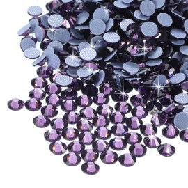 MECCANIXITY 2880 Pcs Hotfix Rhinestones Flatback Crystal Glass Gems Art Rhinestones for Crafts Clothes DIY Decoration(SS10 2.9mm,Purple)