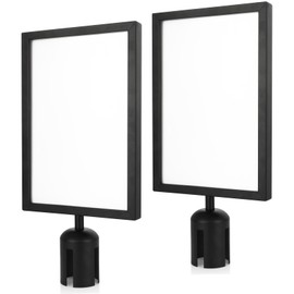 SHUESS 2 Pack Black Stanchion Sign Holder Frame, Double Sided Sign Frame with Cover for 8.5 x 11 Inches Paper Size, Stanchion Top Sign Frames for Crowd Control Sentry Stanchions