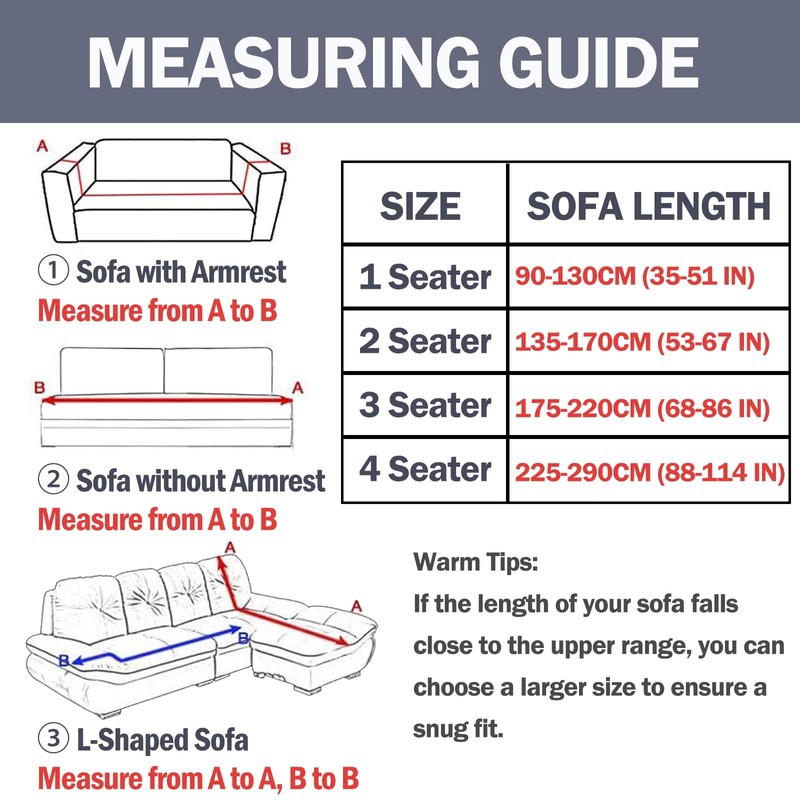 WOWTOY Sofa Cover 1 2 3 4 Seater Slip Cover