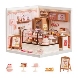 ROBOTIME Super Creator Kits, Plastic Mini House, Expandable Plastic Craf, DIY Miniature House Kit with LED for Teens &Adults, Building Set for Creative Play Unique Hobby Gift (Tasty Cake Shop)