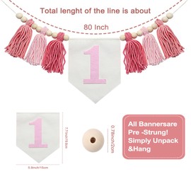 1st Birthday High Chair Banner, Pink Tassel Theme Banner For Girl, 1st Birthday Photo Backdrop, Baby Girl First Birthday Highchair Banner Fabric