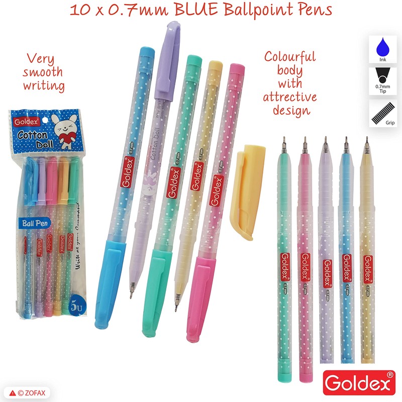 Goldex 10 x 0.7mm Ball Pens Cotton Doll Ball Point