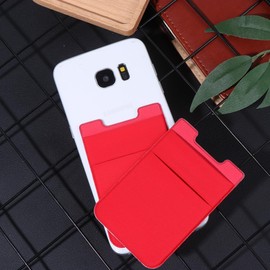 Paquete de 2 Fundas Adhesivas para Teléfono Móvil de Pu y Pvc Bolsillo Trasero Elástico para Tarjetas y Color Rojo