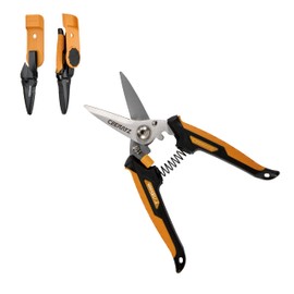 CEERAYZ 185mm All Purpose, Heavy Duty Scissors, Garden Shears, Scissors for DIY Projects, Office, Production Lines, Pruning, with Protective Sheath and Magnetic Holder (Black/Orange)