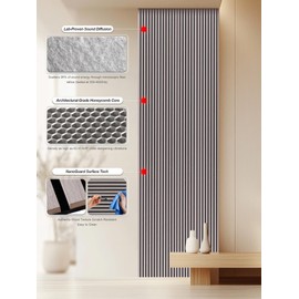 Woven Sound Wood Panels for Wall, Functionality and Durability, Enhanced Acoustic & Sound Proof Fluted Design, Versatile Wood Slat Wall Decor for Home & Office, 2 Pack Silver Gray,108x8 Inch