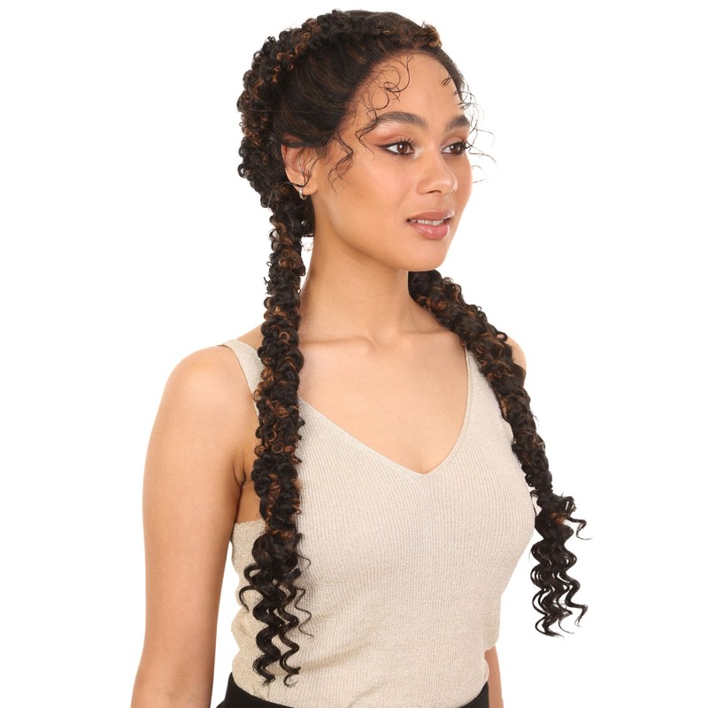 LUXLUXE Renee 27-inches ½Lace+Part French Butterfly Lace Braided Wig, Heat