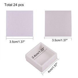 BENECREAT 24PCS Velvet Gemstone Display Case Square Diamond Gem Jewelry Storage Box Organizer Case with Velvet Inside White
