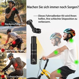 shuokang Bicycle Stem Riser, Adjustable MTB Stem, 28.6 mm Bicycle Fork, Aluminium Adjustable 150 mm, Bicycle Stem 31.8 mm, Adjustable 120 Degrees 110 mm, Suitable for Mountain Bike, Road Bike, MTB