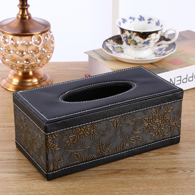 AIMALL Elegant PU Leather Tissue Box - High-End Decorative Rectangular