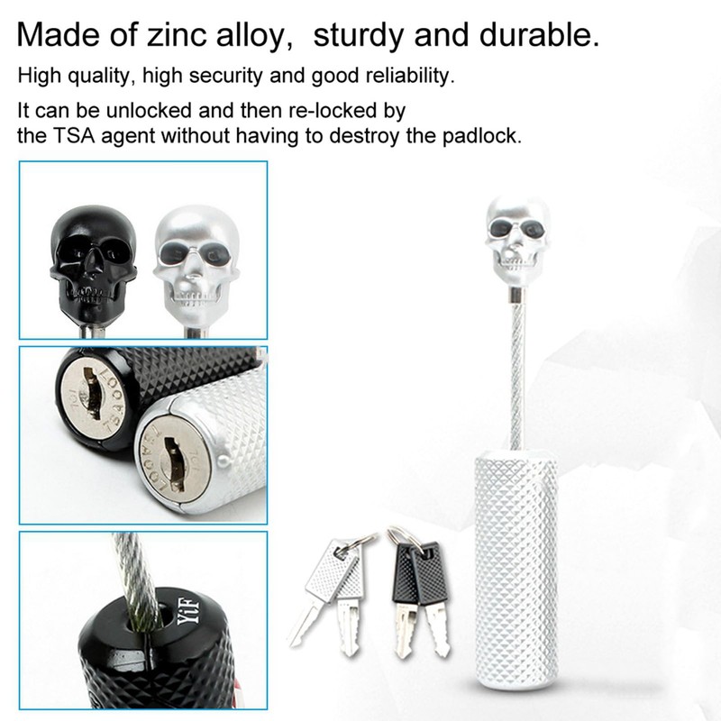 Fayelume Skull Luggage, 3.5 * 0.6 * 0.6in Zipper Lock,
