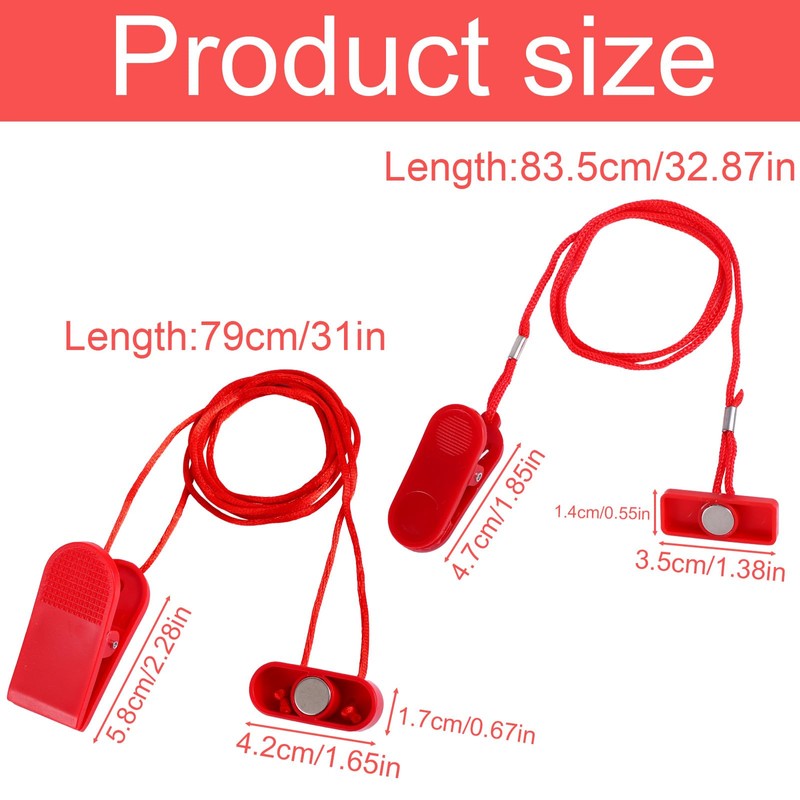 lasuroa 2pcs Treadmill Magnet Safety Keys, 2 Sizes Magnetic Safety