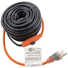 60 Foot Pipe Heating Cable, Turns On and Off Automatically using Built-in Thermostat, Protects Pipes from Freezing, 120V, 420W - by EX ELECTRONIX EXPRESS