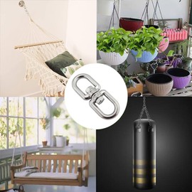 AISHOW Pack of 6 M6 Swivel Swivel Stainless Steel 304 Swivel Ring Double Sided Swivel Eye Hook Rope Swivel for Hanging and Connecting Spreaders or Rigging