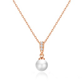 Philip Jones Rose Gold Plated I Couldn't Say I Do Without You Pearl Drop Necklace Created with Zircondia® Crystals