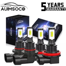 AUIMSOCO LED Headlights 9005 High Beam H11 Low Beam Bulbs Super Bright 6000K Xenon White