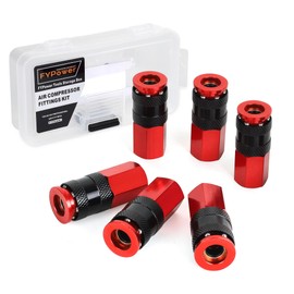 FYPower Air Hose Fittings, 6 Pieces AMT Universal Air Couplers with 1/4" NPT Female Threads, Red