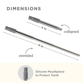 ZOKU Reusable Metal Straws with Case for Travel, Purple, Grey and Red - Collapsible Stainless Steel Drinking Straws with Silicone Tips and Cleaner Brushes, Ideal for Key Chains, Pockets, Purses