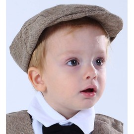 mintgreen Newborn Herringbone Newsboy Cap, brown