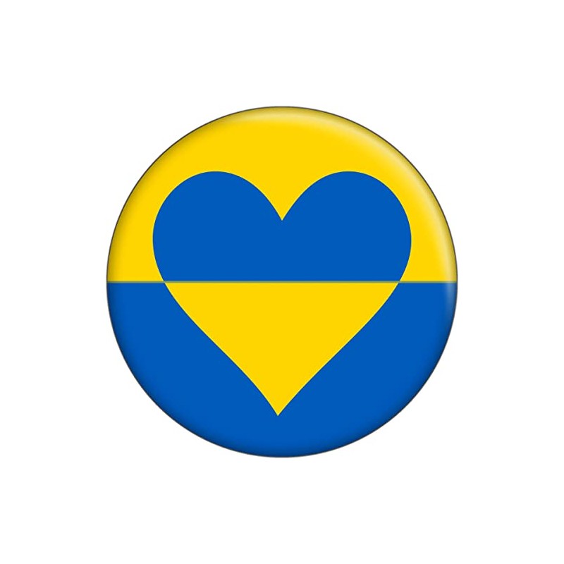 Ukraine Flag with Heart - 2.25" Round Magnet