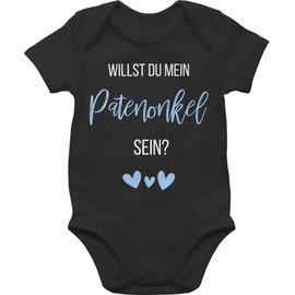 Shirtracer - Baby Bodysuit Boy Girl - Will You Be My Godfather? Baby Blue, 2 Black