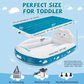 CHERIMOR Inflatable Toddler Travel Bed with Safety Bumpers & Electric Pump