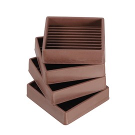 sourcing map Furniture Pads, 4Pcs 2'' x 2'' - Square Rubber Chair Leg Floor Protectors, Non-slip Caster Cup with Anti-slip Strips for Hardwood Floors (Brown)