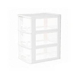 Gonice Small 3 Drawer Storage Organizer, White Plastic Drawer Storage, Small Desktop Organizer for Home, Office