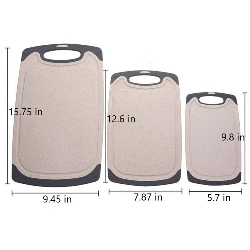 FLYINGSEA Cutting Boards For Kitchen, Anti-Skid Eco-Wheat Straw Cutting Board