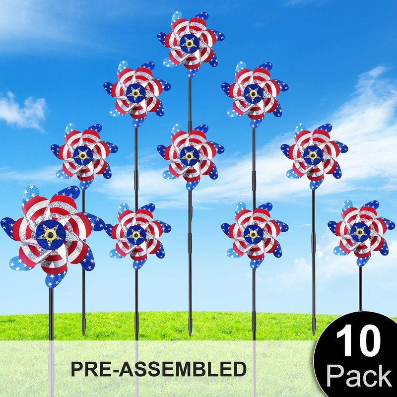 BATTIFE Reflective Pinwheels for Yard and Garden, Pre-Installed Sparkly Blind