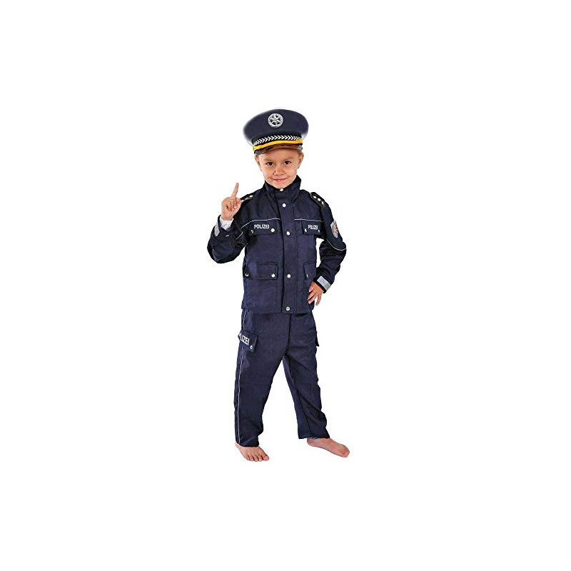 WiMi Police Children's Costume 98-104 Blue for Carnival Policeman