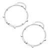 SLEEKEE Pack of 2 Silver Heart Bracelets, Layered Silver Bracelets,