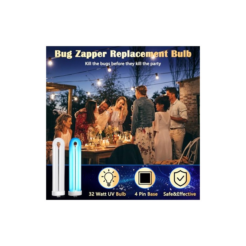 4 Pcs Bug Zapper Replacement Bulb 32W U Shaped Twin