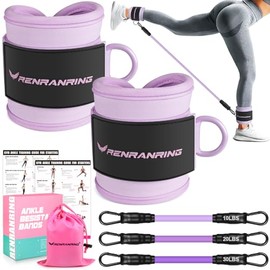 RENRANRING Ankle Resistance Bands with Cuffs, Exercise Bands for Legs and Butt, Home Gym Workout Equipment, Butt Exercise Equipment Booty Bands Ankle 