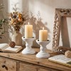 4 Pcs Wood Pillar Candle Holder Rustic White Candle Holder