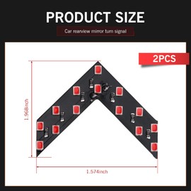 Shakas 12V 3528-14SMD Rear View Mirror Turn Signal, Arrow Design Hidden LED Turn Signal, Modification Fittings, Universal for Most Cars, Trucks, Motorcycles, Scooters (Red)