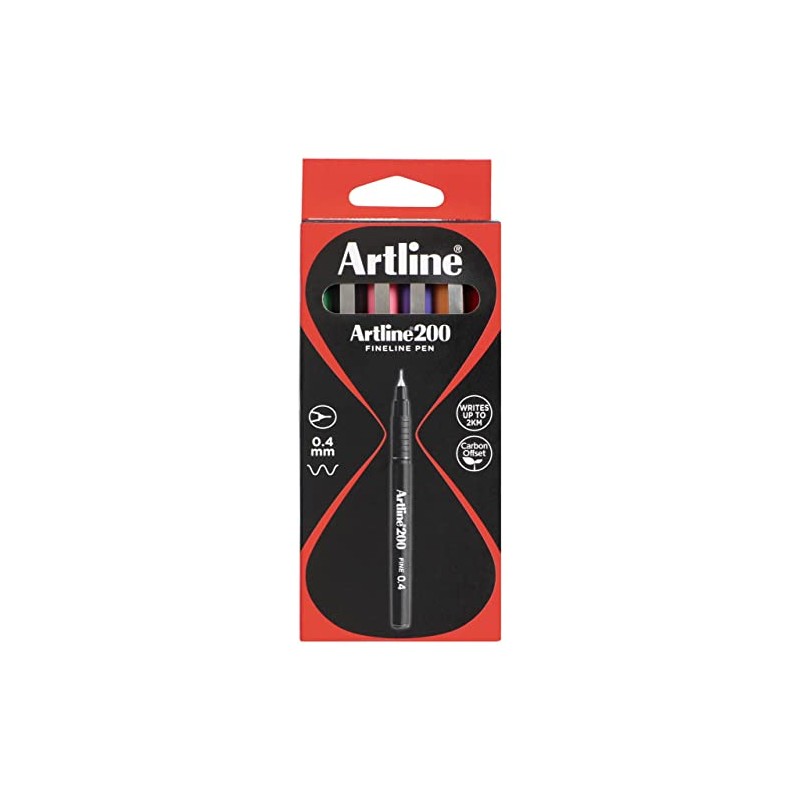 Artline 200, 120041, Fineliner Pens , 0.4mm, 8 Assorted Colours,