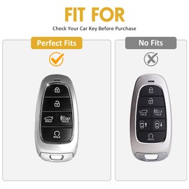 WORCAS Smart 5 Button Key Fob Cover Case Compatible with Hyundai 2019-2024 Sonata Sanata Fe Tucson Palisade(Quicksand-Champagne Gold)