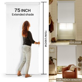 No Drill No Tools 100% Blackout Roller Shade | UV Protection | Easy-Care Fabric | Roller Blind for Windows & Doors | Pull Down Window Shade - White (28" W x 75" H)