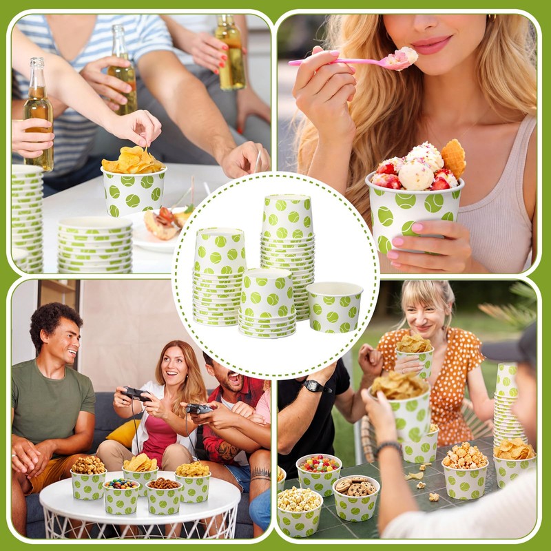50 Pcs Tennis Party Decoration 9 oz Tennis Paper Cups