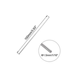sourcing map 1.5mm x 100mm 304 Stainless Steel Solid Round Rod for DIY Craft - 5pcs