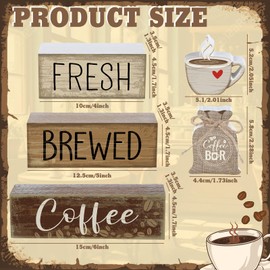 Yuntau 5 Pcs Wooden Coffee Bar Decor Cocoa Tiered Tray Decor Rustic Wood Bar Sign Gift Farmhouse Table Top Centerpiece Stacks Block Sign for Home Shelf Mantel Kitchen