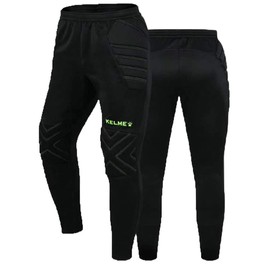 KELME Soccer Goalkeeper Pants Pro with Protection Pads – Padded Soccer Goalie Pants – Kids, Youth and Adults Sizes (Black/Yellow, Kids 10)
