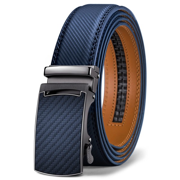 KEMISANT Men's Leather Belt Ratchet Automatic Buckle for Men Business