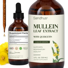 Sandhu's Mullein Drops for Lungs | Mullein Leaf Extract Supplement for Immune, Lung & Respiratory Health Support | Alcohol Free, Natural Herbal Tincture | 4 fl oz, 2 Months Supply