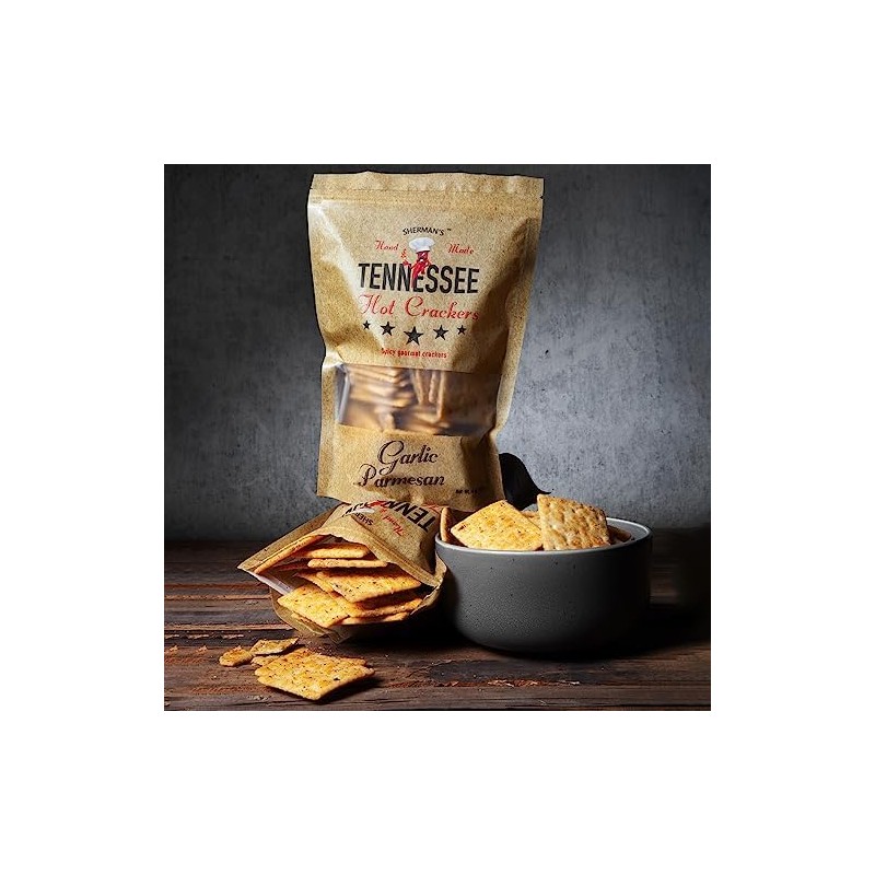 Sherman's Tennessee Hot Crackers, Garlic Parmesan. 4 pack. (6oz each),