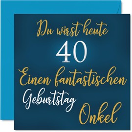 Stuff4 40th Birthday Card Uncle - Fantastic - Happy Card Birthday for 40 Year Old Uncle from Niece Nephew Gifts Man 145mm Forty Birthday Gifts Greeting Cards